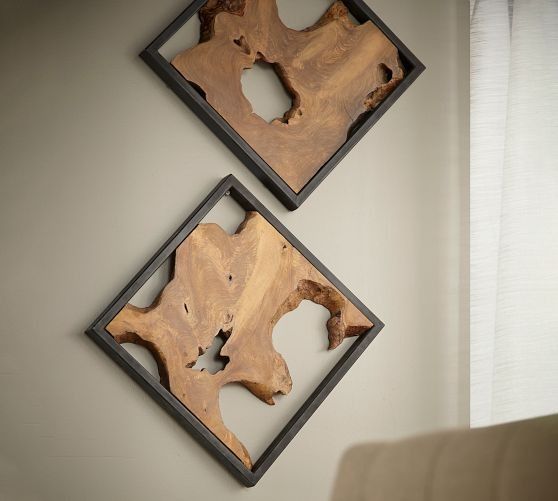 Organic Wood in Metal Frame – Wall Art Pair