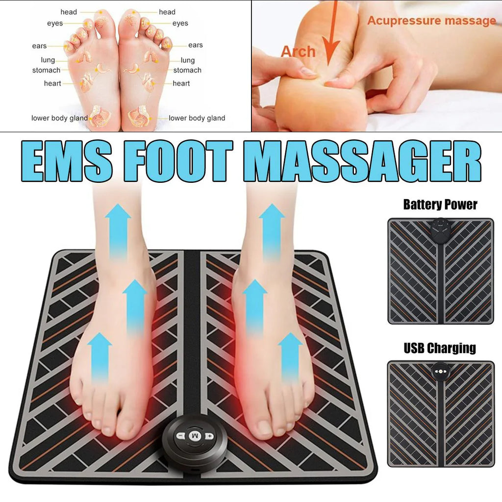Rechargeable Portable EMS Electric Foot Massage Pad Feet Simulator