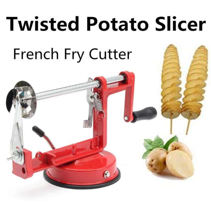 Manual Red Machine Vegetable Spiraliz Stainless Steel Twisted Potato Apple Slicer Spiral French Fry Cutter