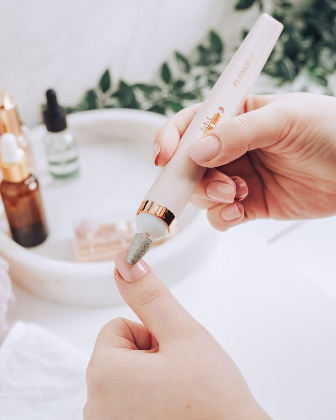 Rechargeable Flawless Salon Nail Finishing Touch Electric Nail Drill Bits File Tool Set