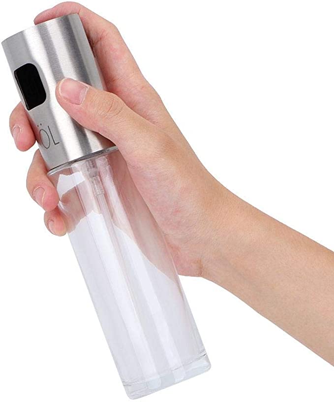 Olive Oil Sprayer, 100ml Stainless Steel Oil Vinegar Spray Bottle Dispenser Seasoning Kettle Kitchen Tool