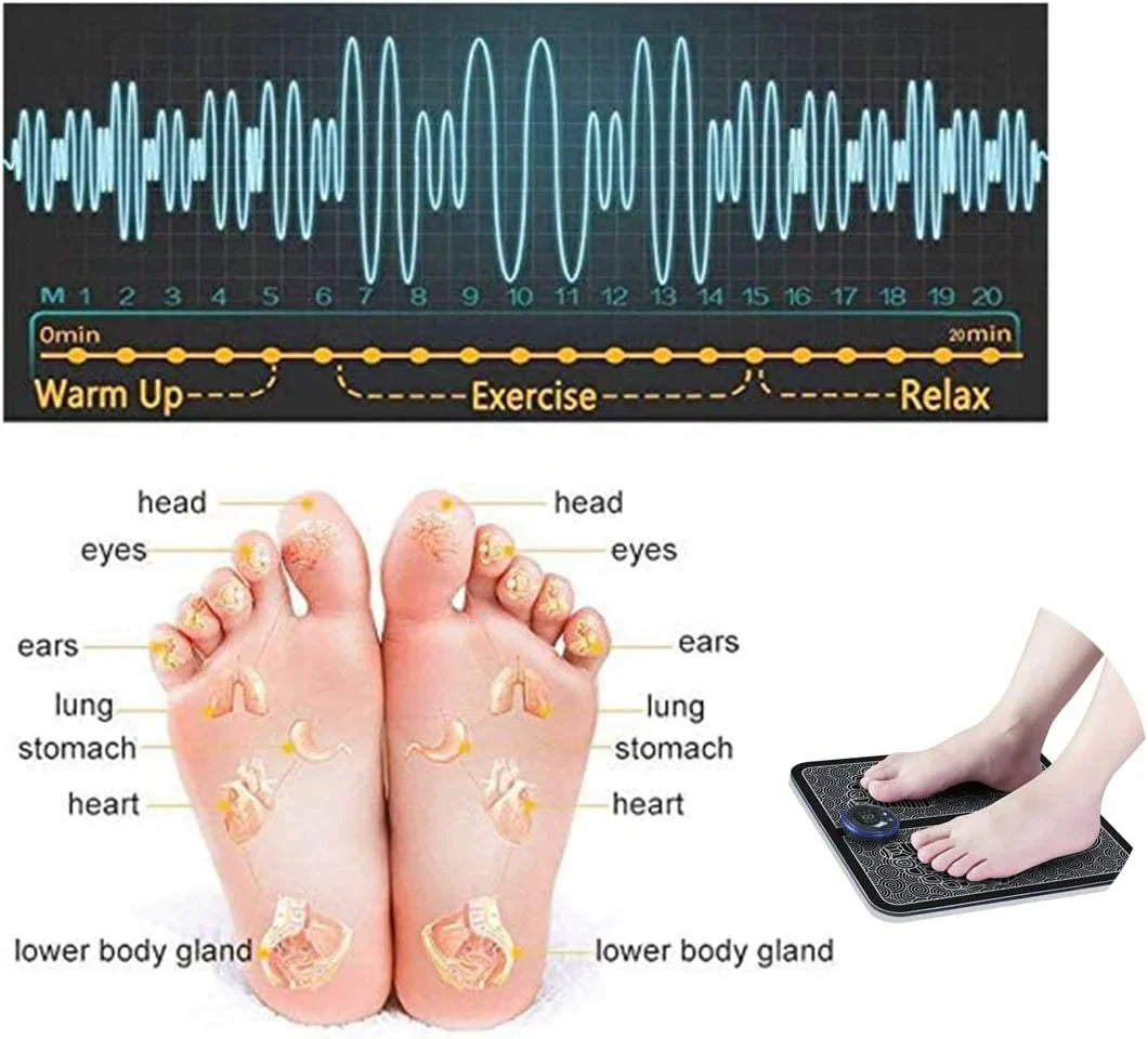Rechargeable Portable EMS Electric Foot Massage Pad Feet Simulator