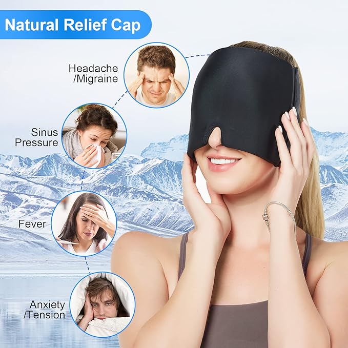 MigraCool 360° Gel Ice Cap – Wearable Migraine & Headache Cold Compression Hat for Tension Relief