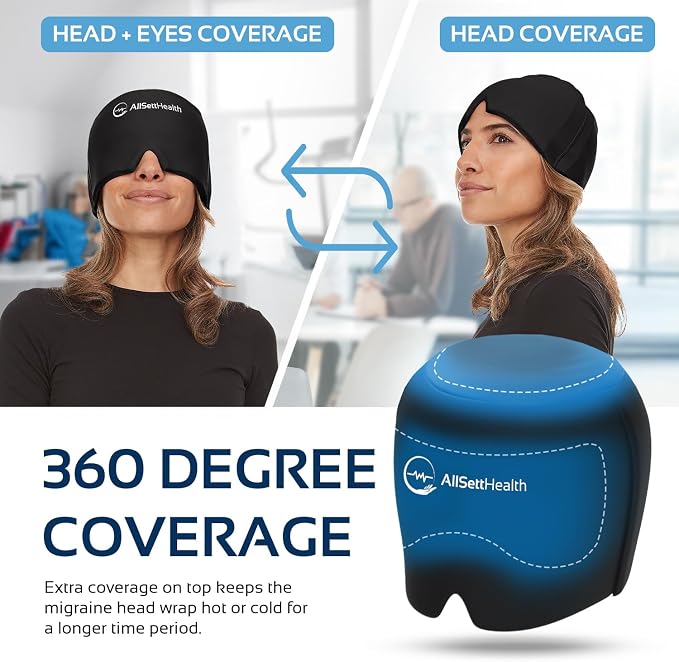 MigraCool 360° Gel Ice Cap – Wearable Migraine & Headache Cold Compression Hat for Tension Relief