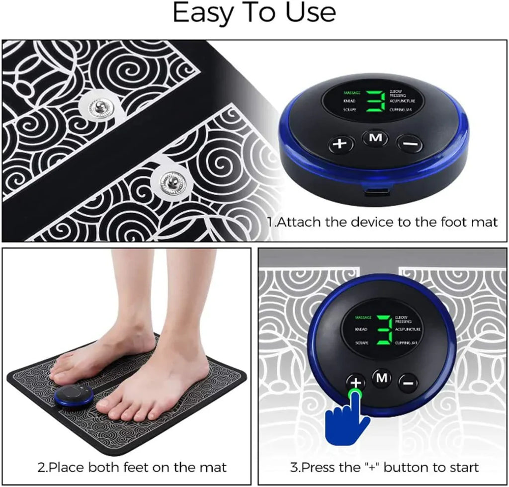 Rechargeable Portable EMS Electric Foot Massage Pad Feet Simulator
