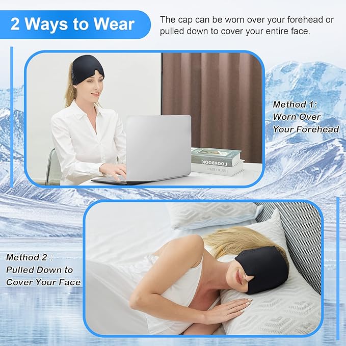 MigraCool 360° Gel Ice Cap – Wearable Migraine & Headache Cold Compression Hat for Tension Relief