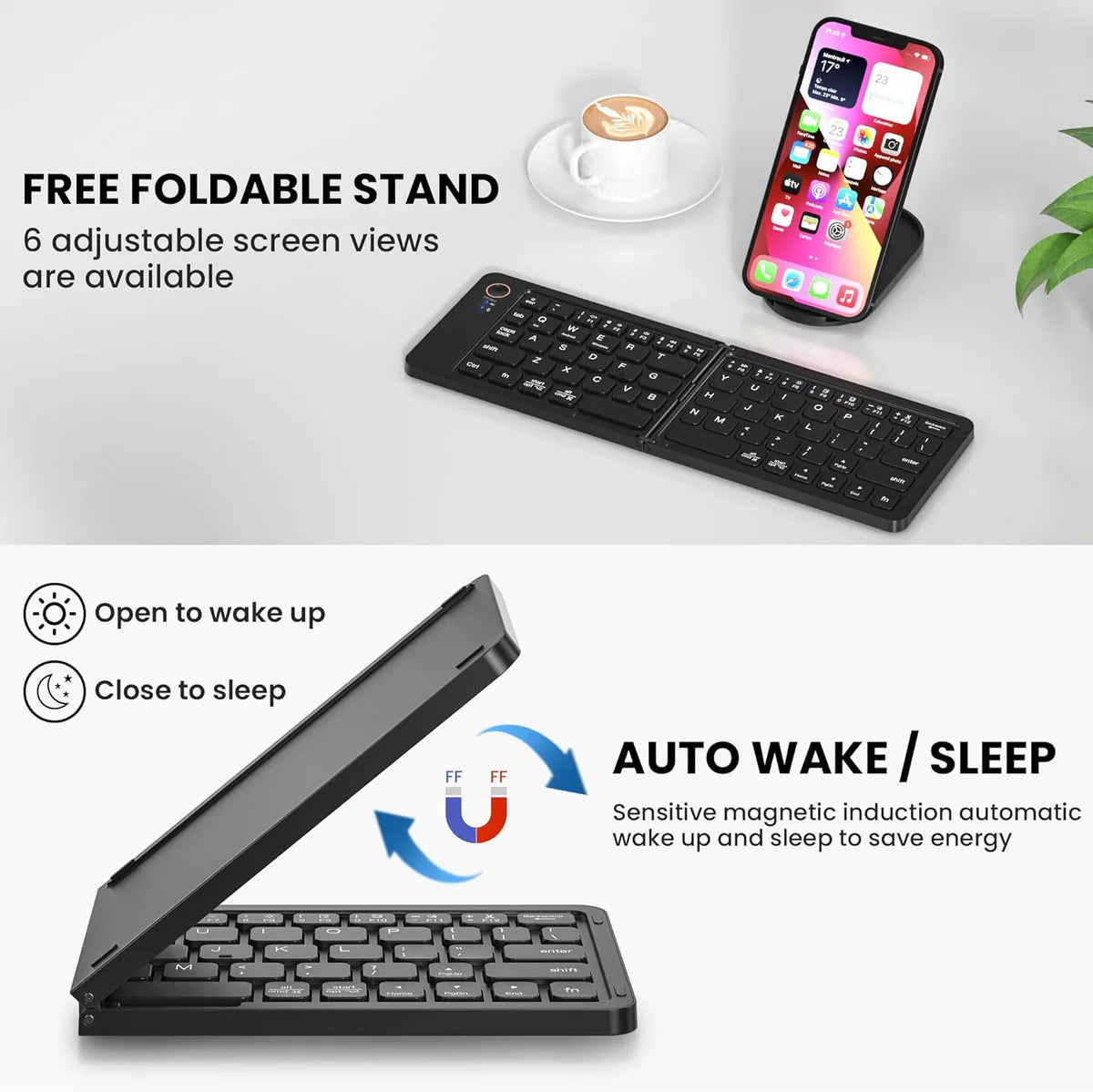 Ultra-Slim Portable Foldable Bluetooth Keyboard
