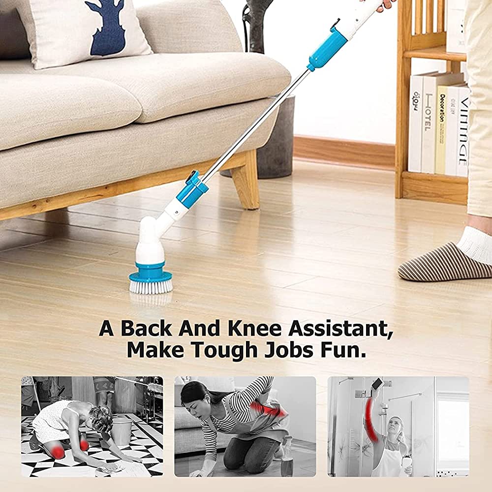 Rechargeable Spin Scrubber Long Handle Cleaning Brush
