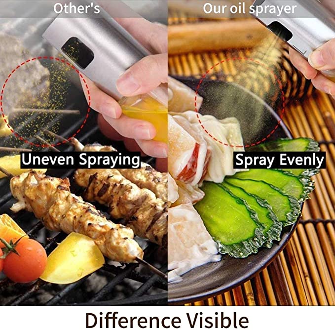 Olive Oil Sprayer, 100ml Stainless Steel Oil Vinegar Spray Bottle Dispenser Seasoning Kettle Kitchen Tool
