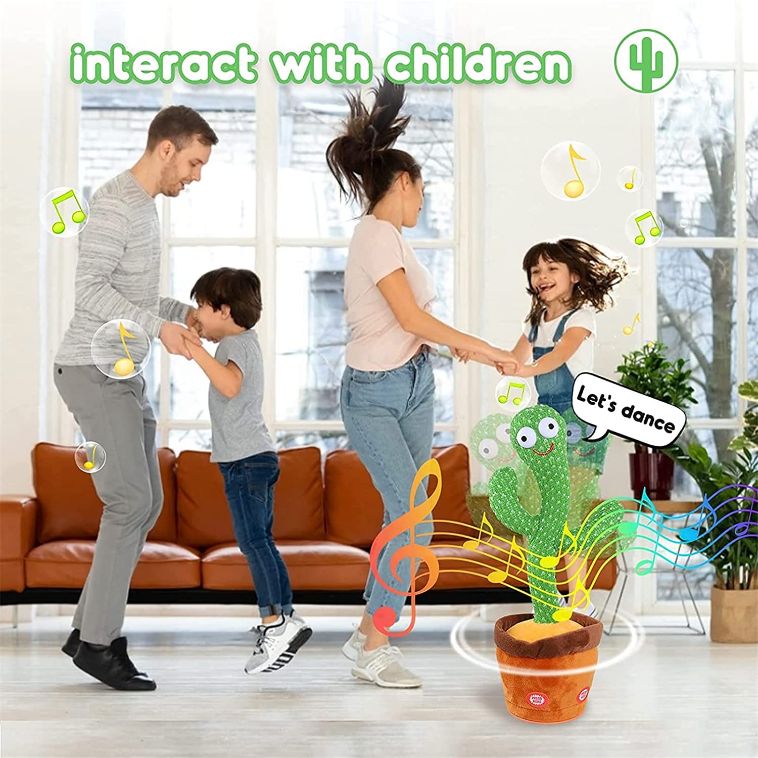 Dancing Cactus Toy with Recording - Rechargable /Cell Operated Plush Funny Electronic Shaking Cactus Singing Dancing