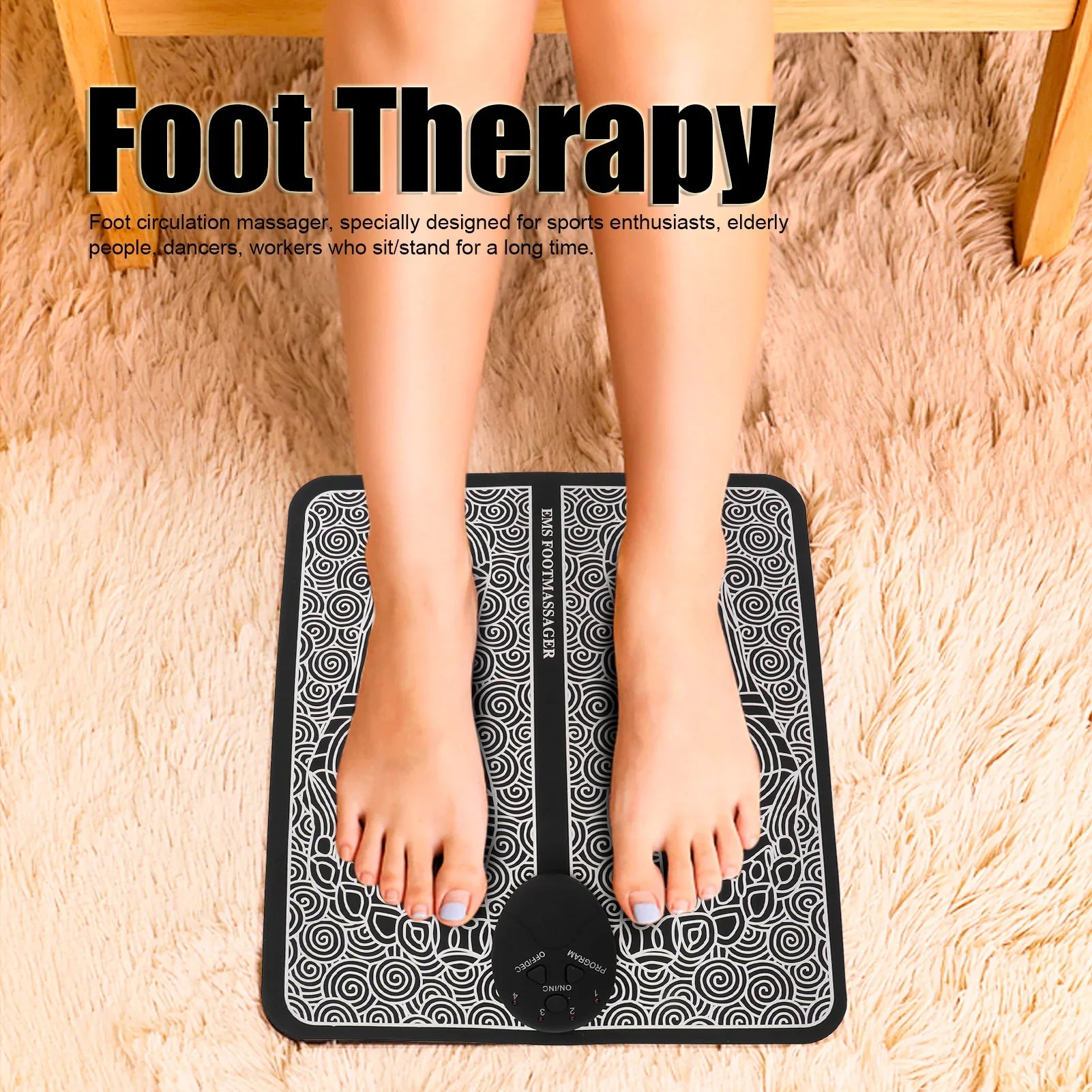 Rechargeable Portable EMS Electric Foot Massage Pad Feet Simulator