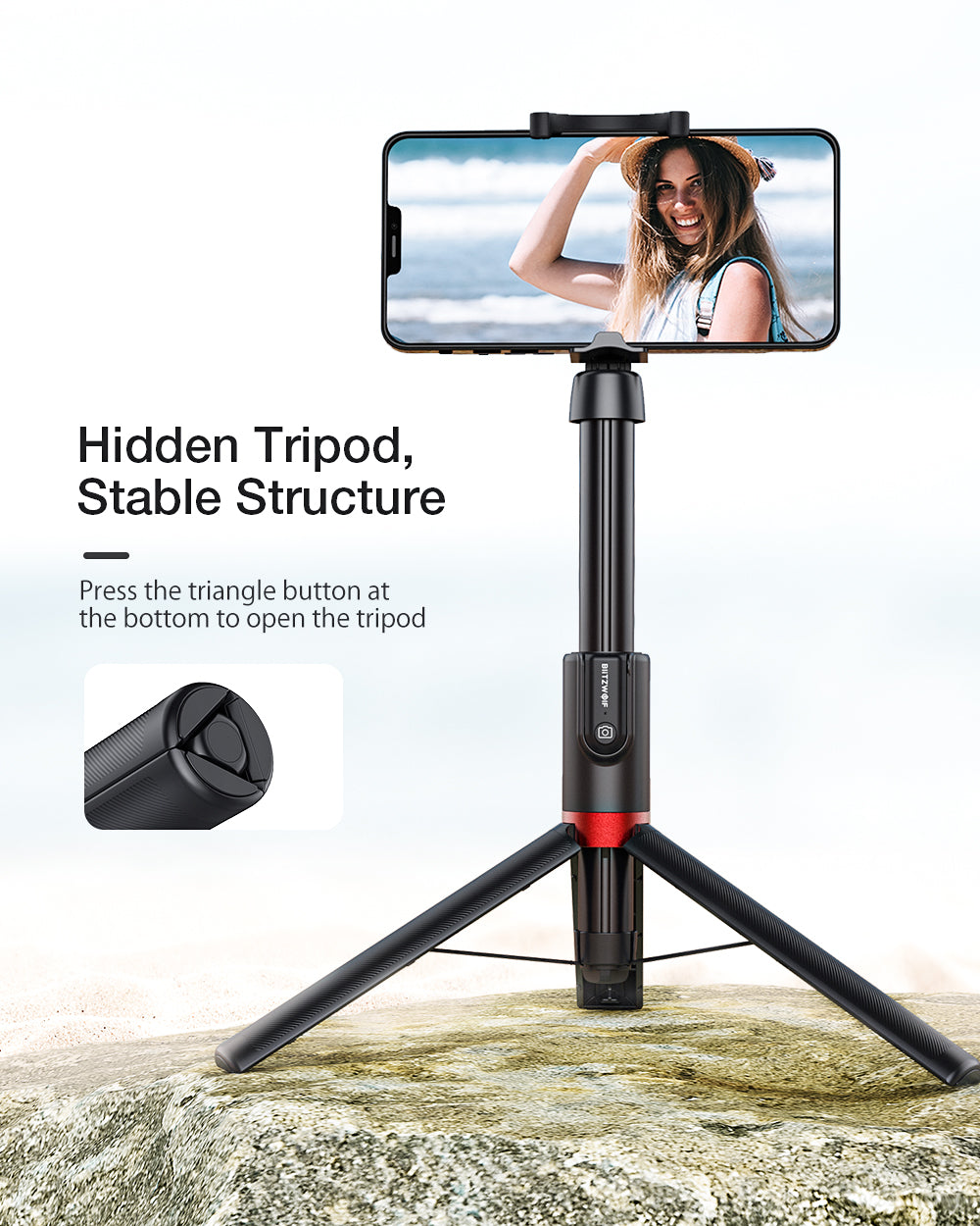 R1S Bluetooth Selfie Stick Tripod with Remote and Light