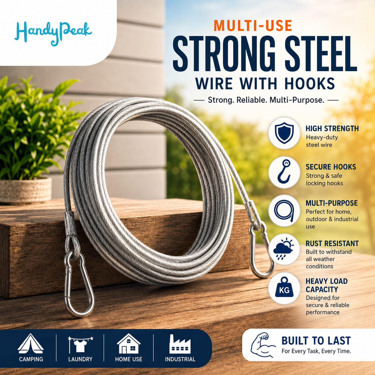 |FREE HOME DELIVERY| Multi-Use Strong Steel Wire with Hooks