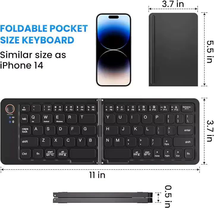 Ultra-Slim Portable Foldable Bluetooth Keyboard