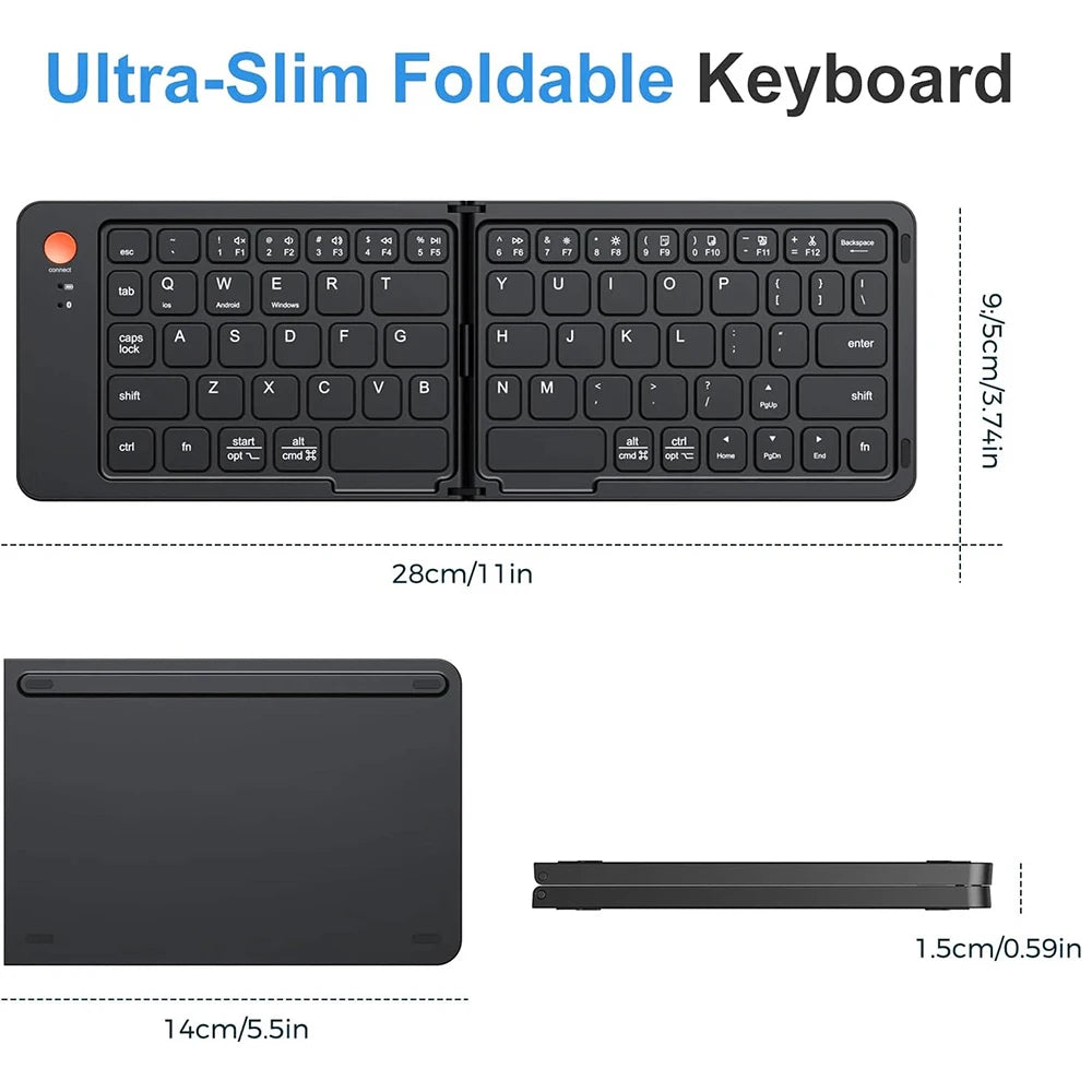 Ultra-Slim Portable Foldable Bluetooth Keyboard
