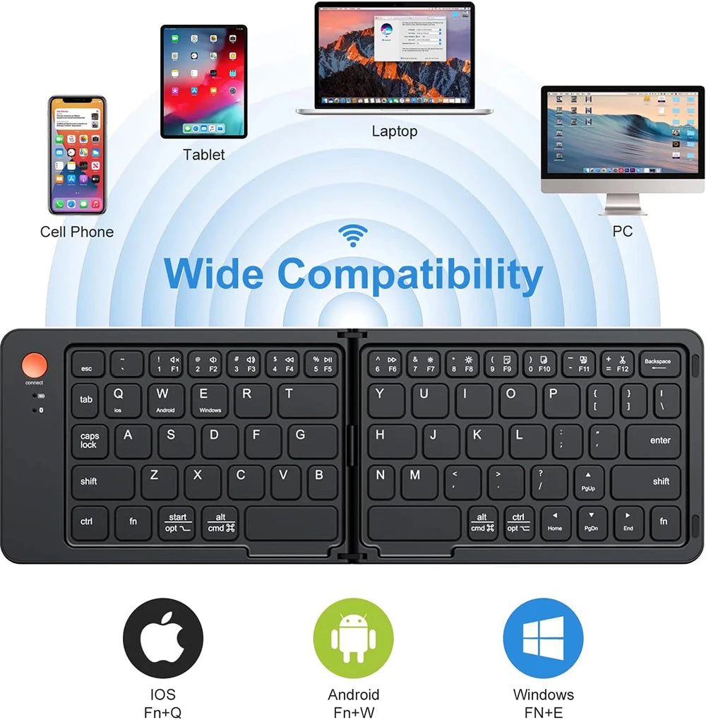Ultra-Slim Portable Foldable Bluetooth Keyboard