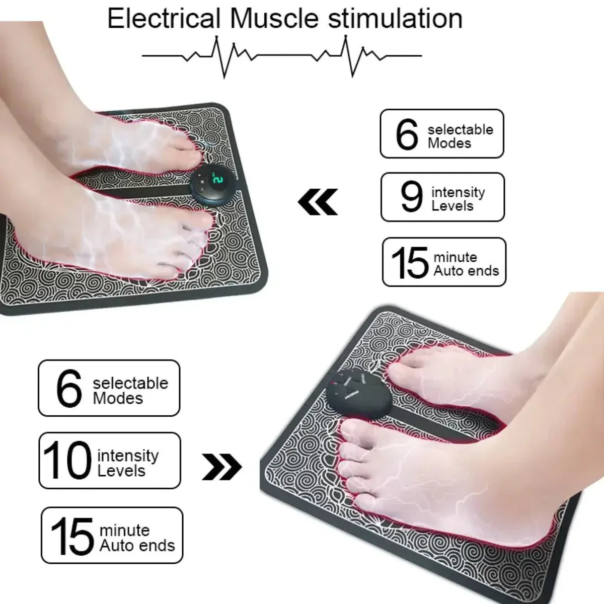 Rechargeable Portable EMS Electric Foot Massage Pad Feet Simulator