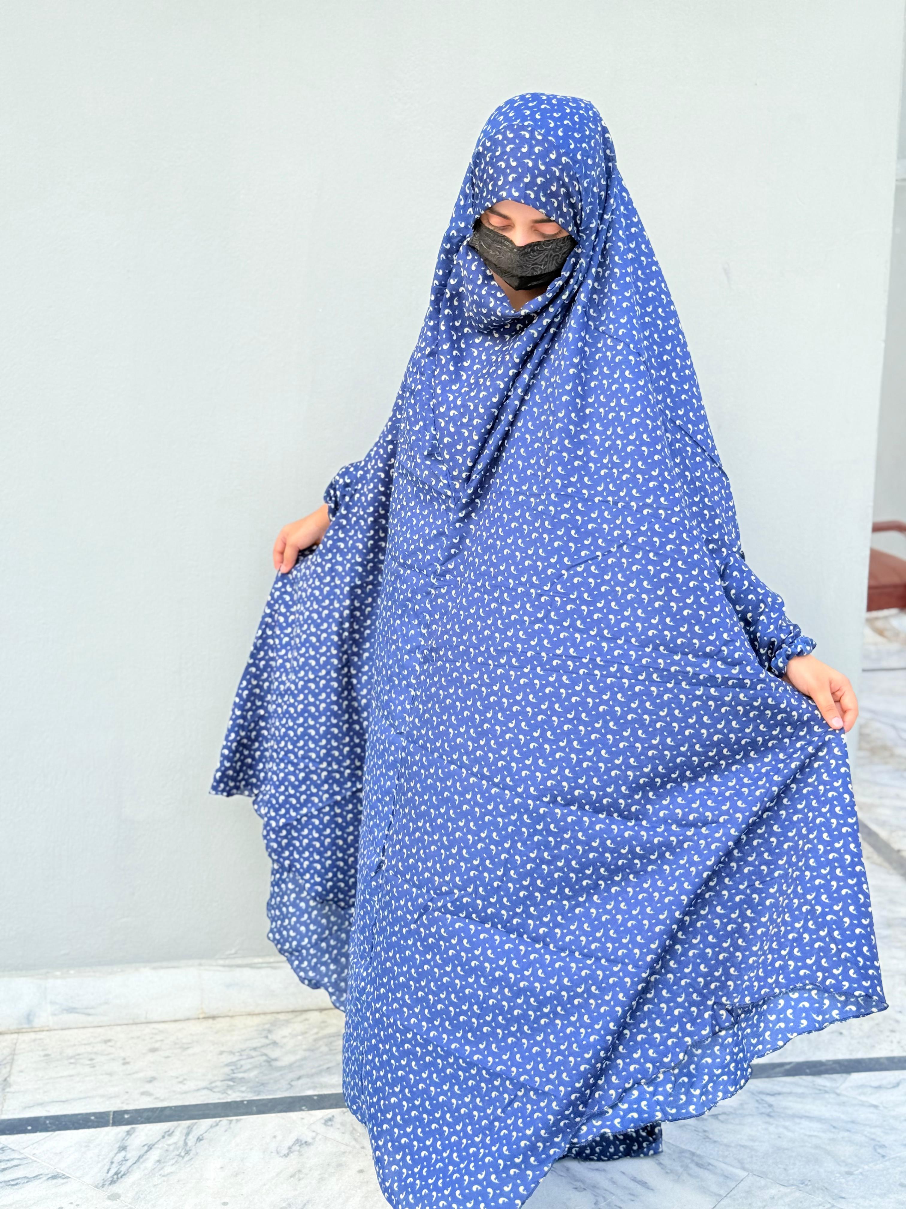 Full Coverage Printed Namaz Chadar with Sleeves-Full Length