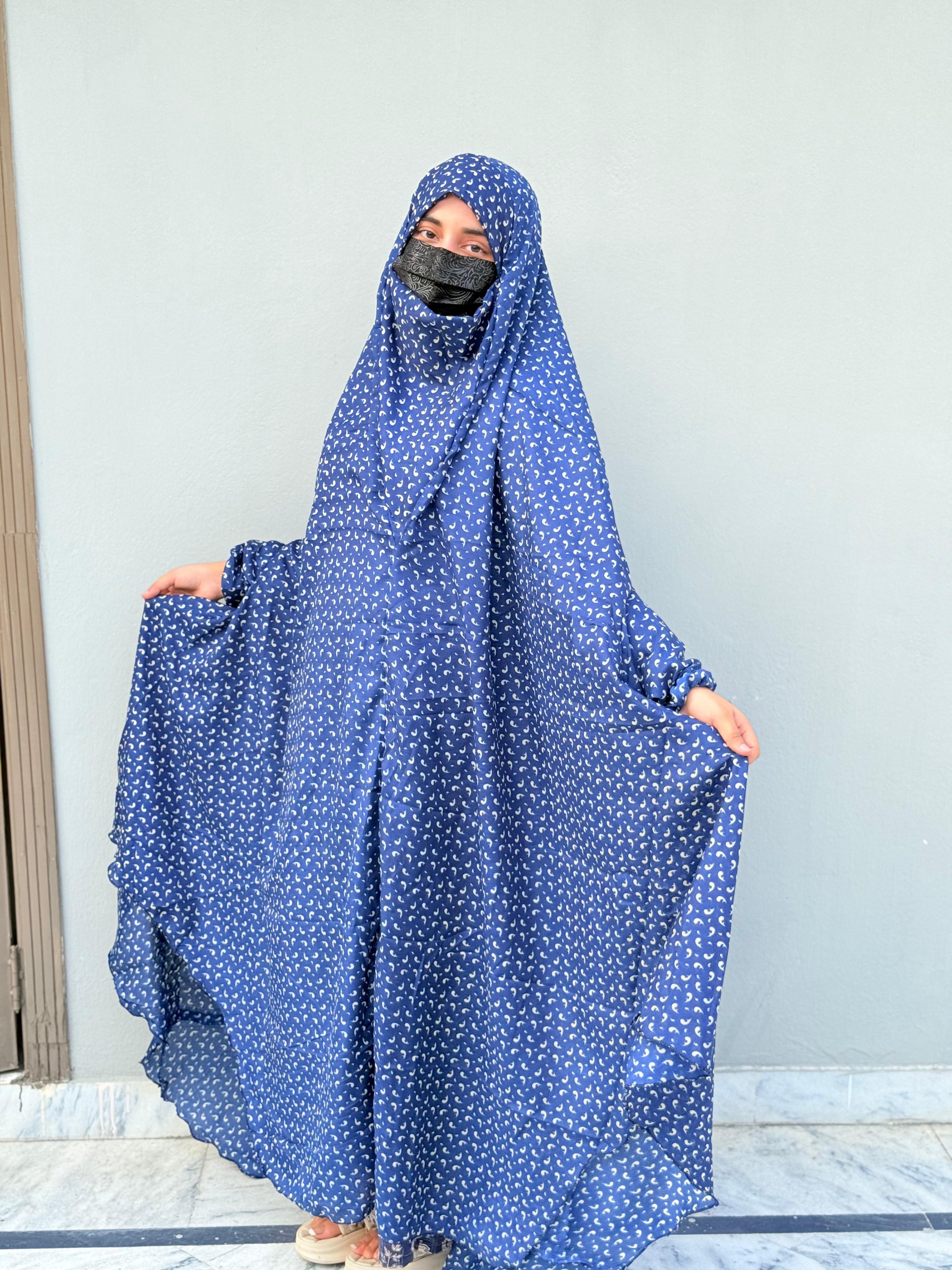 Full Coverage Printed Namaz Chadar with Sleeves-Full Length
