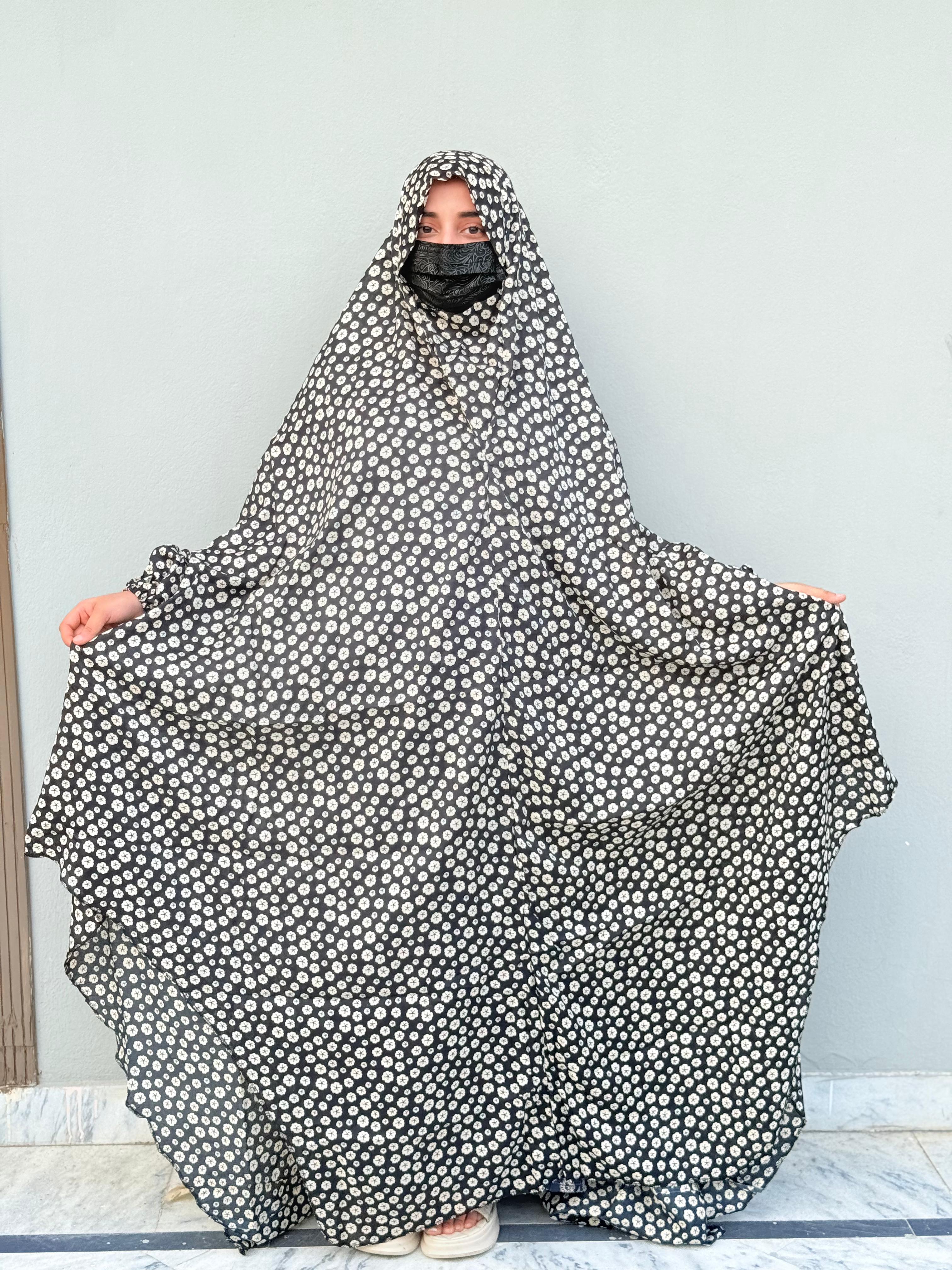 Full Coverage Printed Namaz Chadar with Sleeves-Full Length