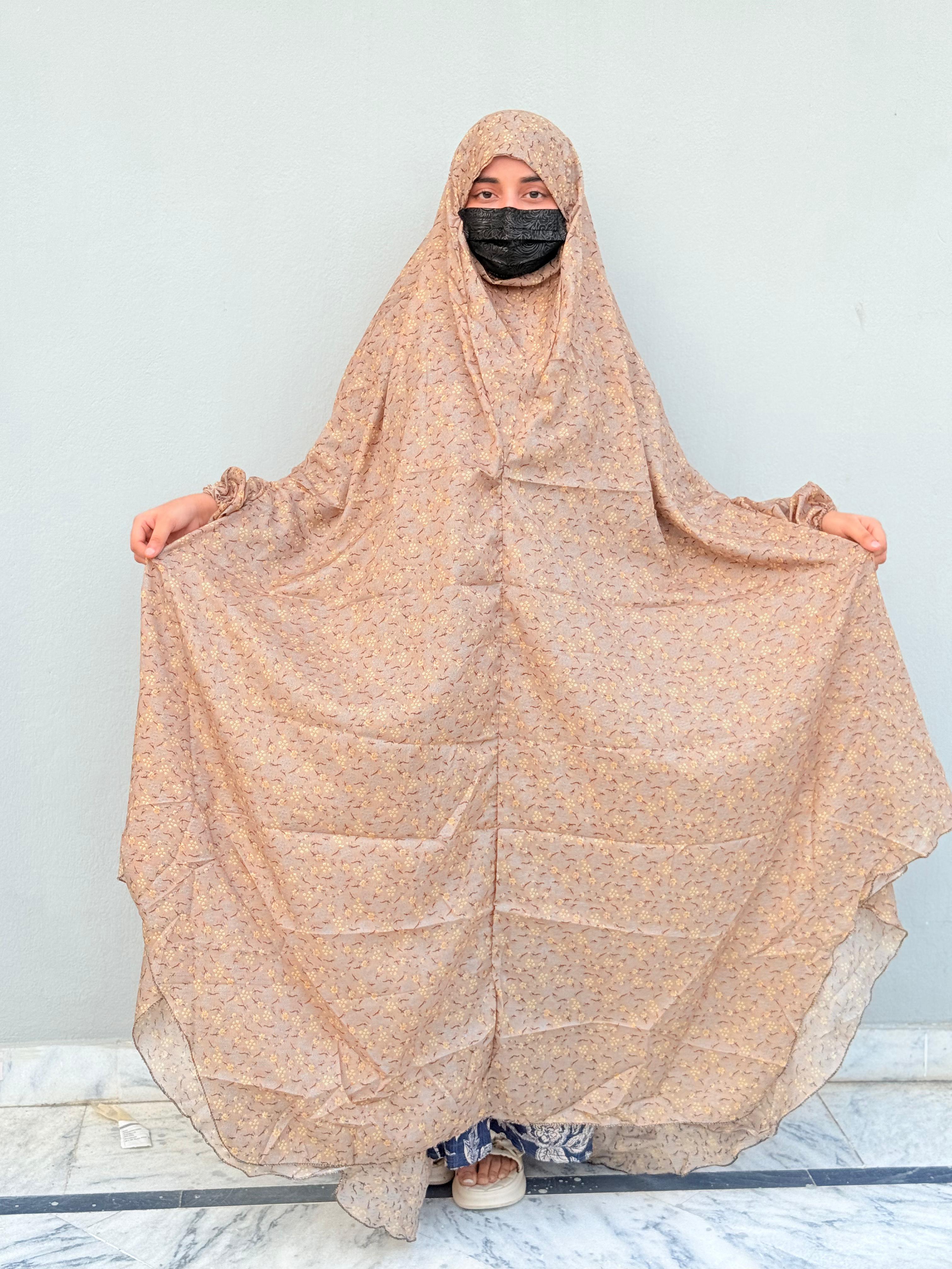 Full Coverage Printed Namaz Chadar with Sleeves-Full Length