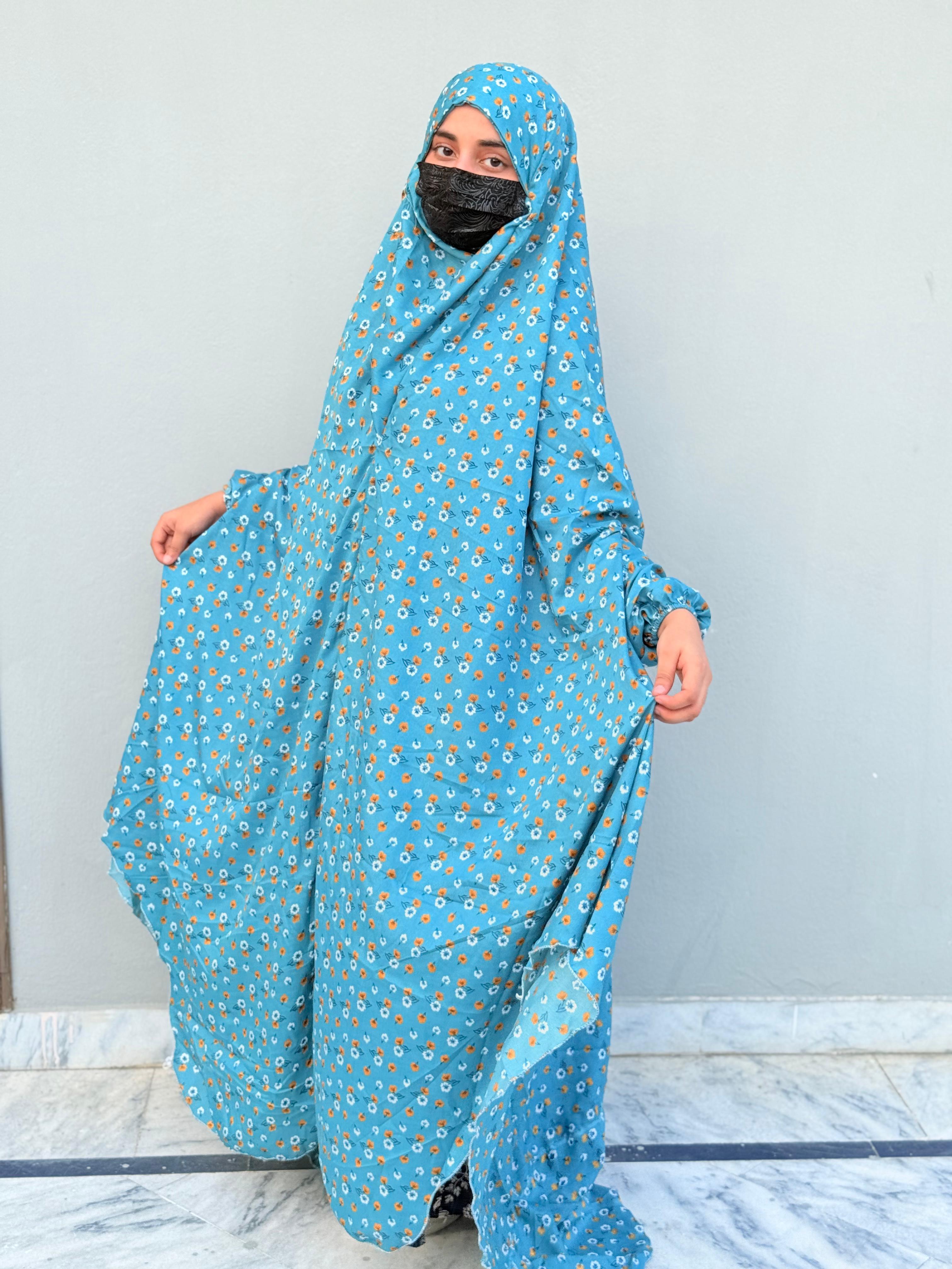 Full Coverage Printed Namaz Chadar with Sleeves-Full Length