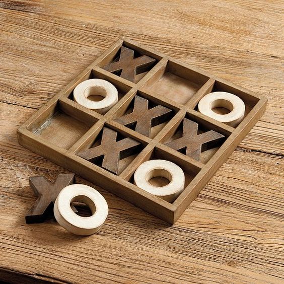 Rustic Wooden Tic-Tac-Toe Set