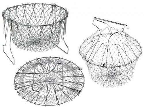 Folding Chef Basket 12 in 1 Kitchen Tool Deluxe Boiler, Steamer, Strainer & Frying