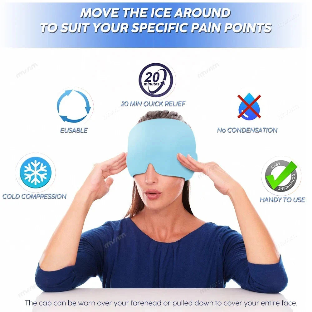 MigraCool 360° Gel Ice Cap – Wearable Migraine & Headache Cold Compression Hat for Tension Relief