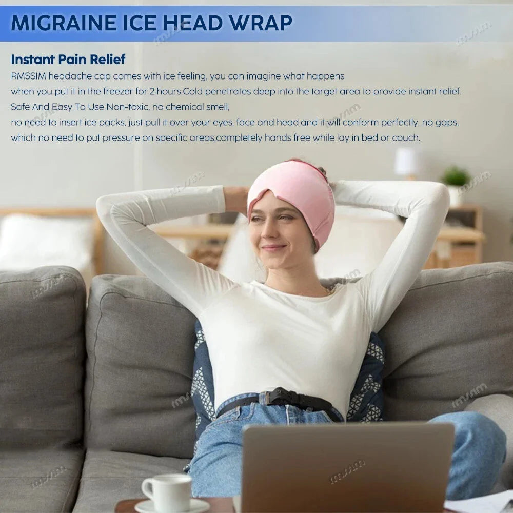 MigraCool 360° Gel Ice Cap – Wearable Migraine & Headache Cold Compression Hat for Tension Relief